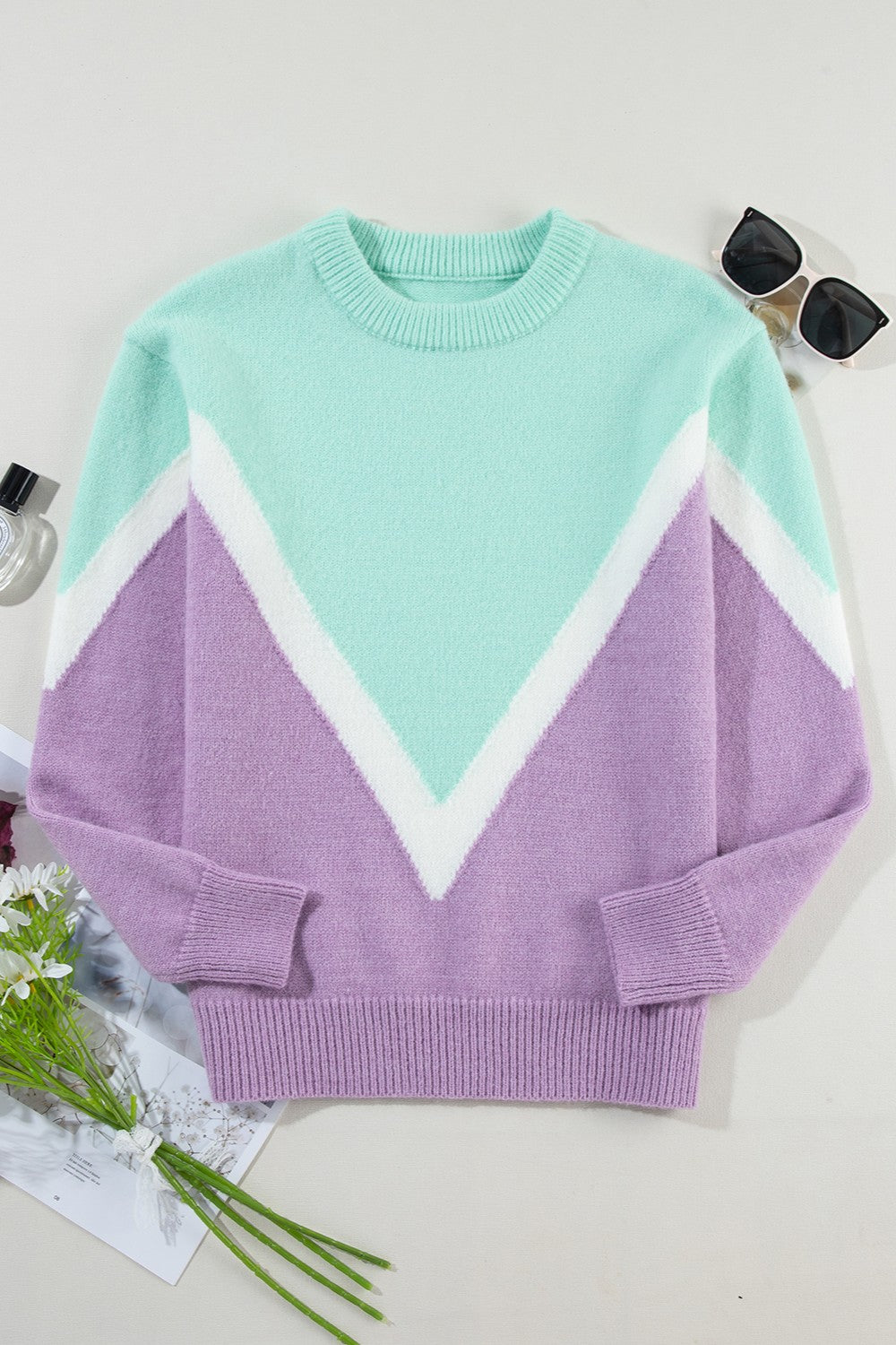 HALKYONE | Sweater met ronde hals en losse schouders