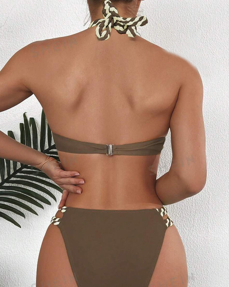 CRISELDA | Bikiniset met halternek en kleurblokken