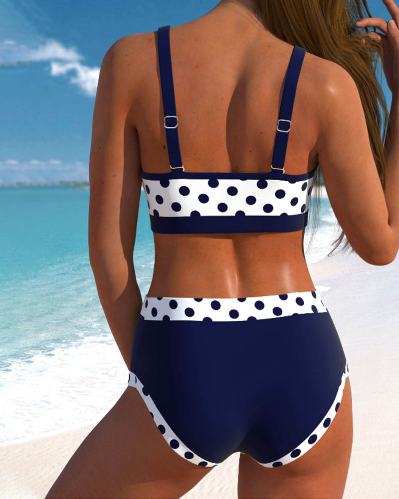 JEREMIAH | Bikini met patchwork en stippenpatroon in hoge taille