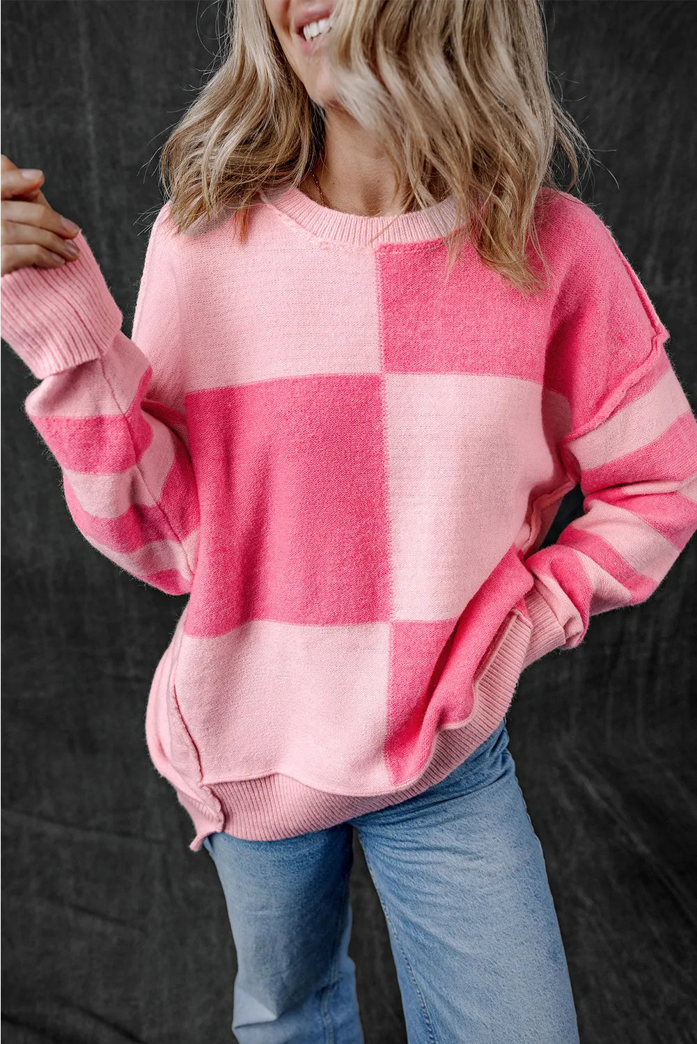 TIANA | Blootliggende Naad Sweater Ronde Hals