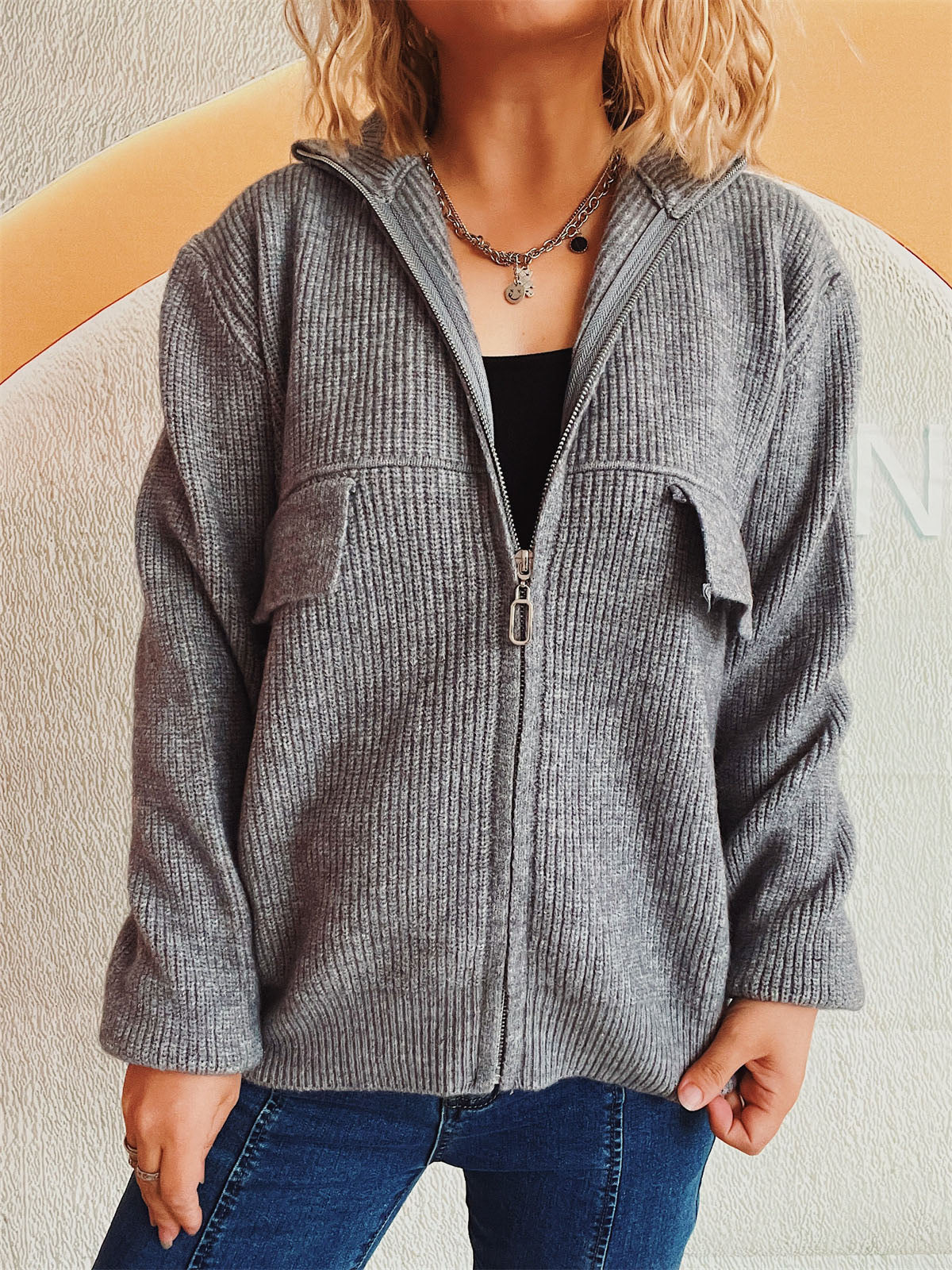 Cardigan Sweater met Rits voor Dames