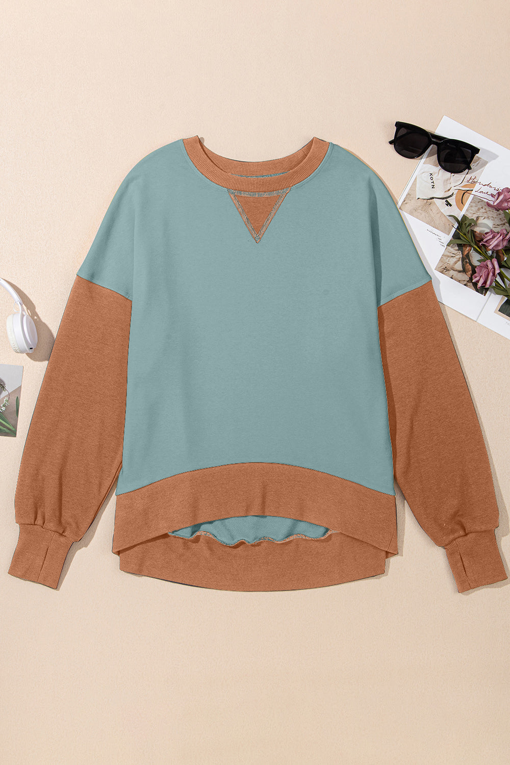 HARRIET | Contrast Ronde Hals Lang Sweatshirt