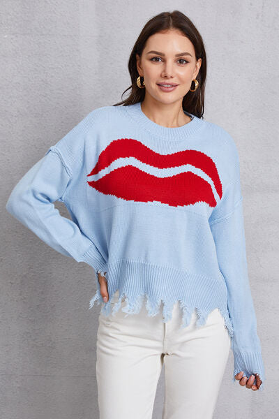 JOANDRA | Lip Franje Sweater Ronde Hals