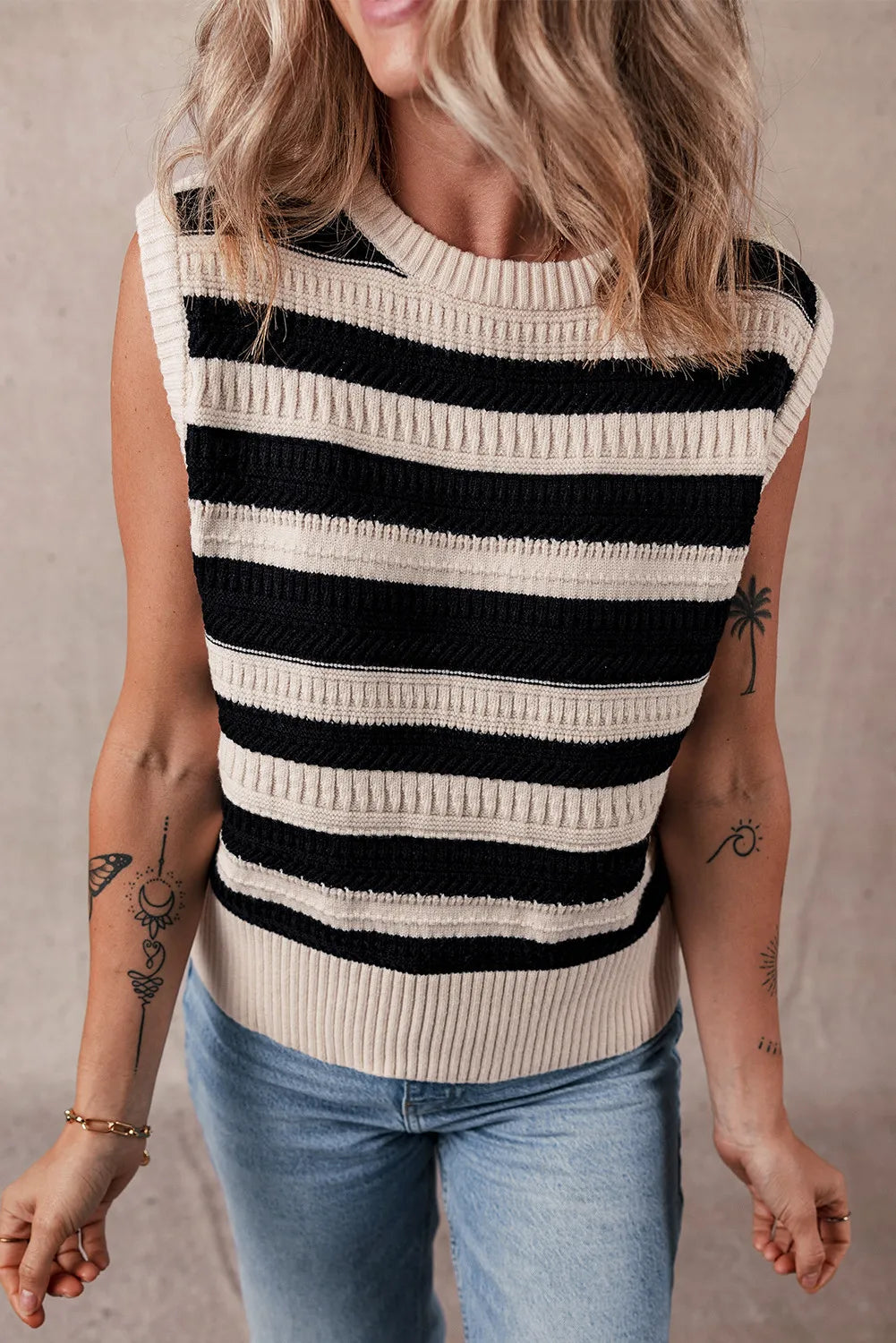 ZABEL | Kleurblok Ronde Hals Sweater Vest