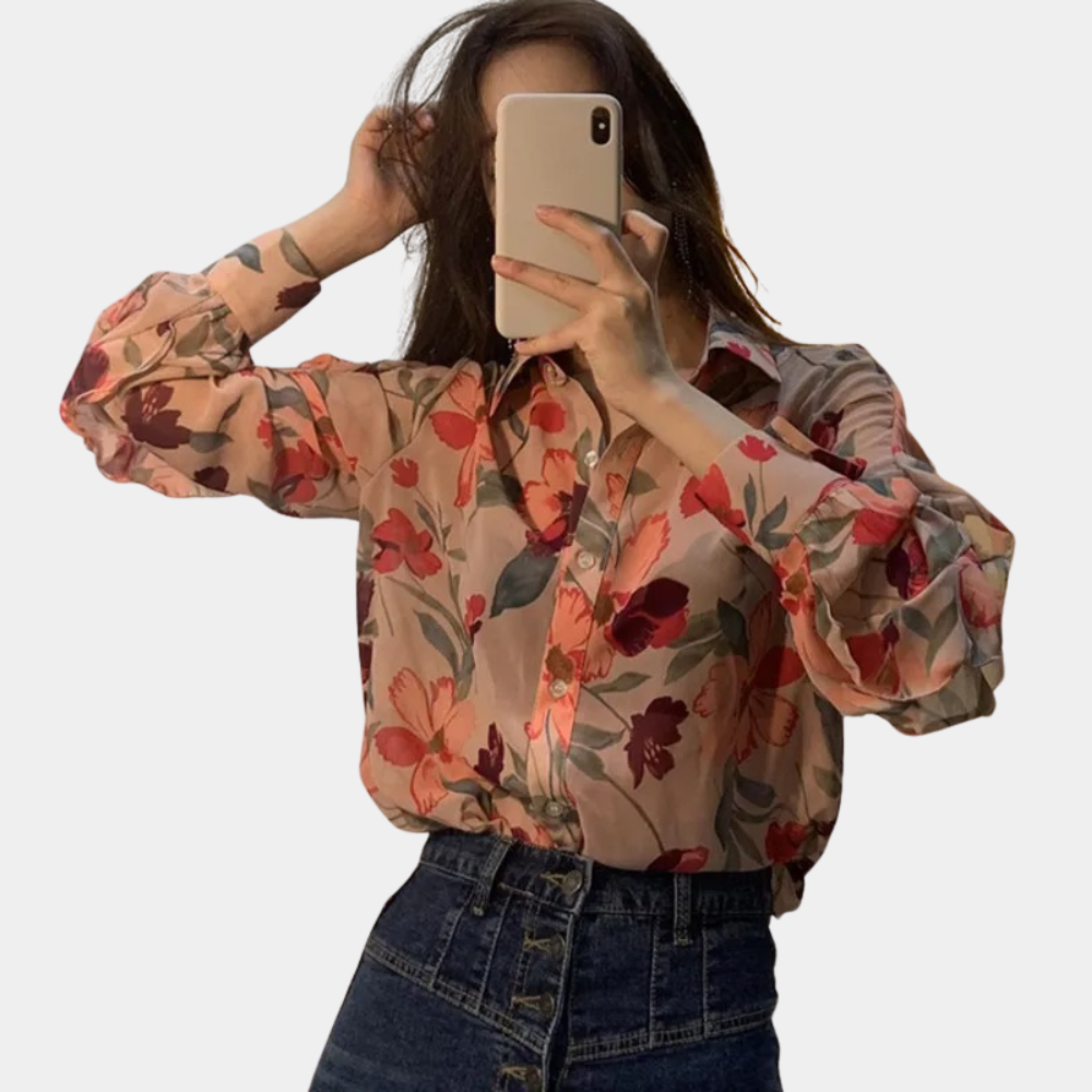 DIANNE | Damesblouse versierd met bloemmotieven