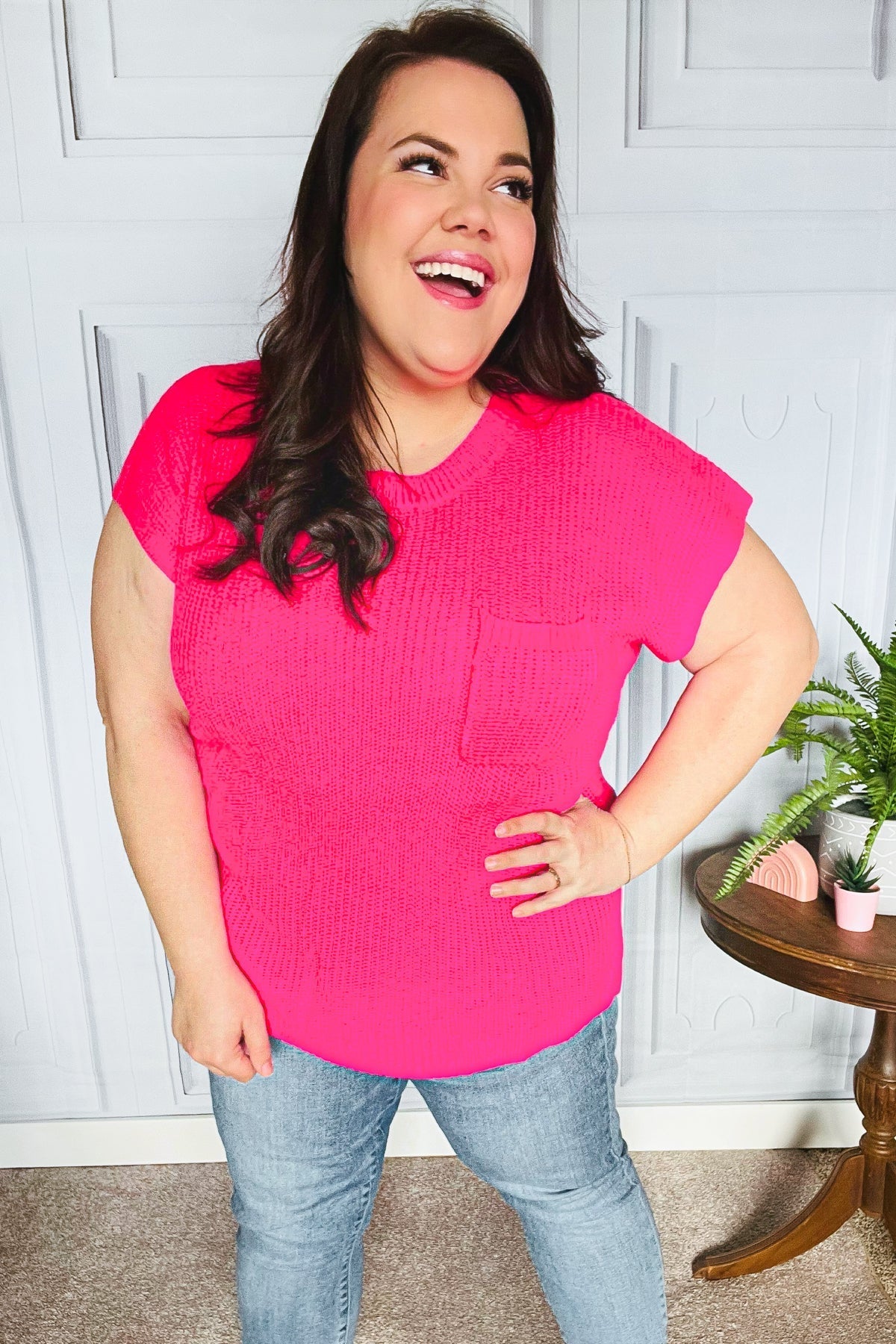 GEMMA | Vet Roze Dolman Gebreide Sweater Top