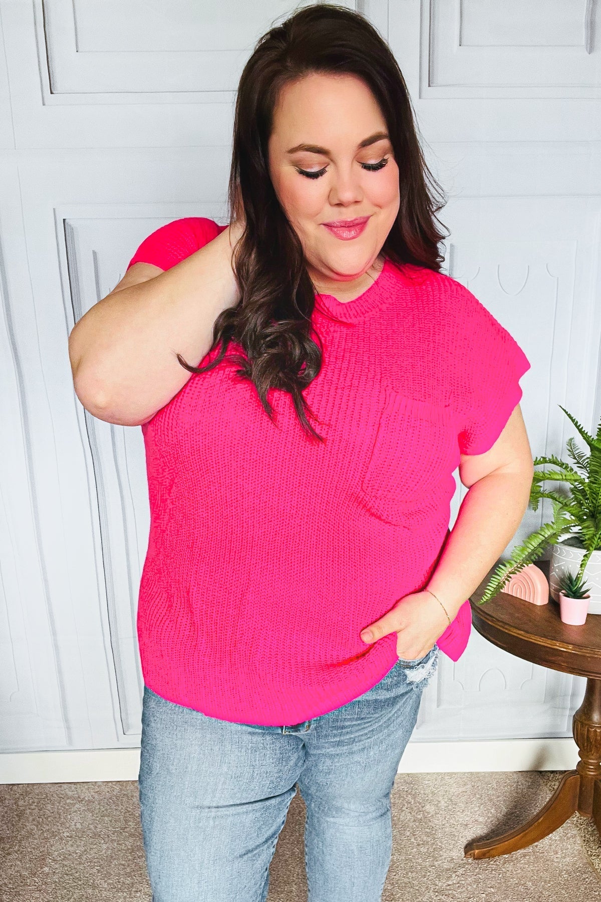 GEMMA | Vet Roze Dolman Gebreide Sweater Top