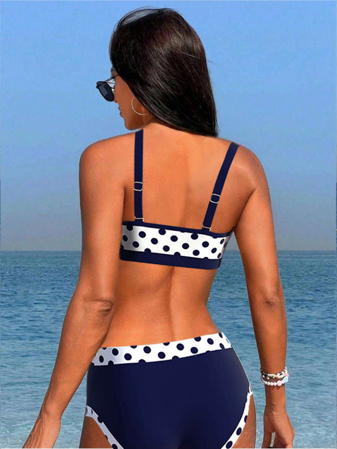 JEREMIAH | Bikini met patchwork en stippenpatroon in hoge taille