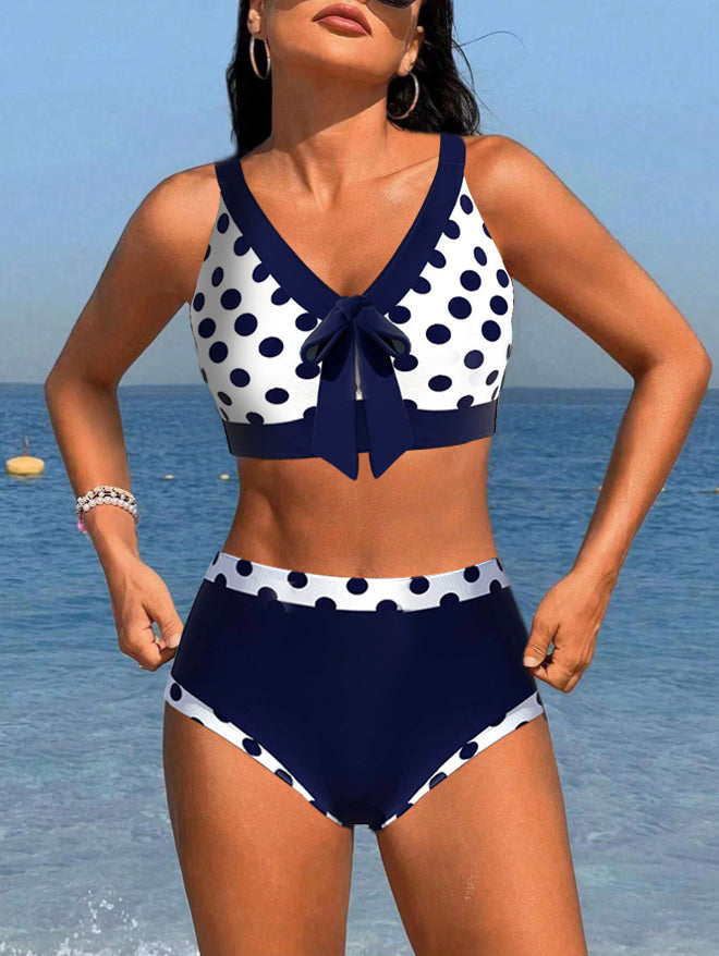 JEREMIAH | Bikini met patchwork en stippenpatroon in hoge taille