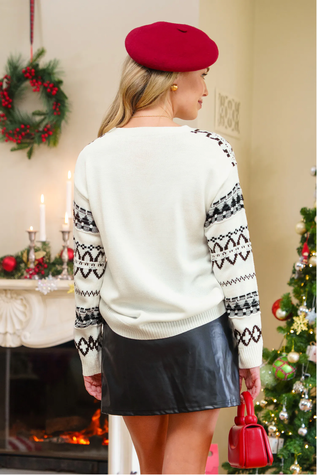 Ronde hals Sweater met Geometrische Print