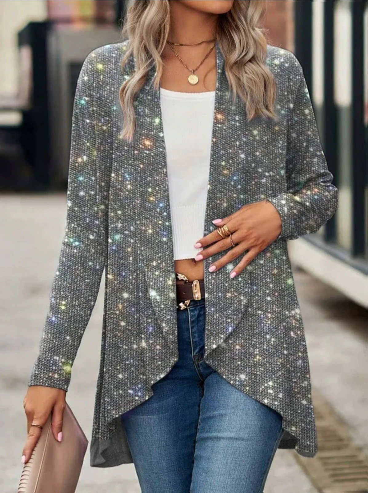 Amy - Casual Vest met Glitters