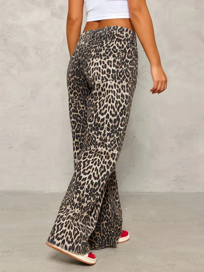 Leopard Print Jeans Voor Stijlvolle Dagen