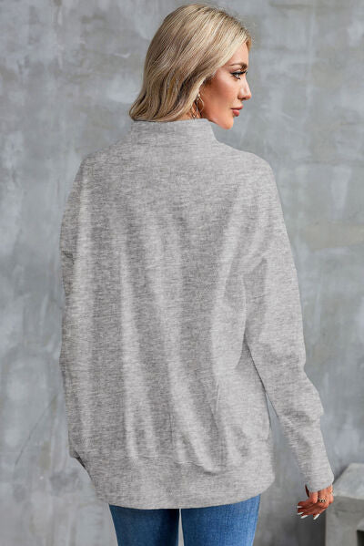 ROWAN | Sweatshirt met halflange rits en losse schouders