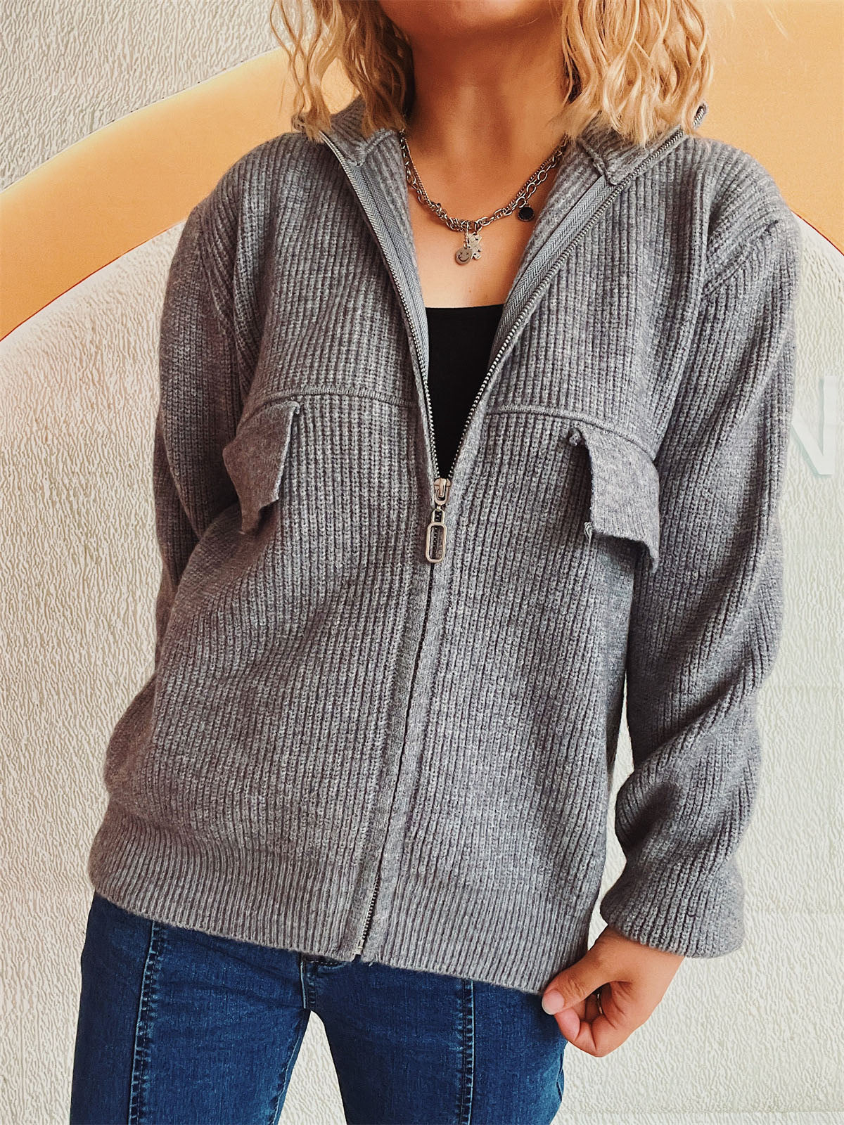 Cardigan Sweater met Rits voor Dames