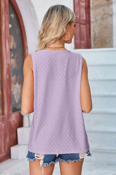 VIVIENNE | Eyelet open voorkant mouwloos vest