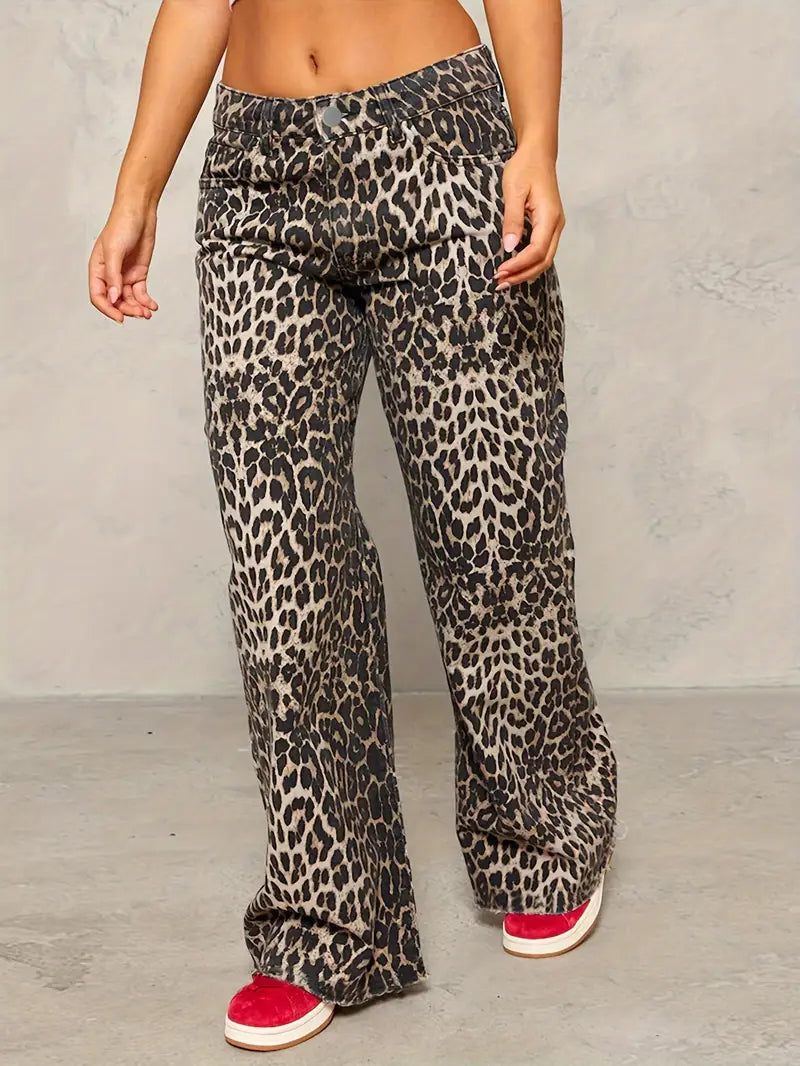 Leopard Print Jeans Voor Stijlvolle Dagen