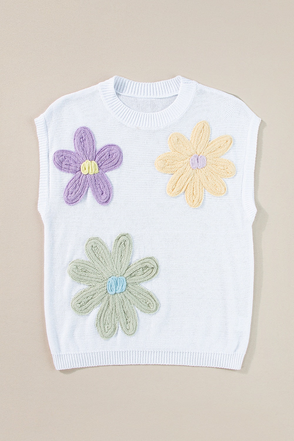 LEAH | Gehaakte Bloemen Ronde Hals Sweater Vest