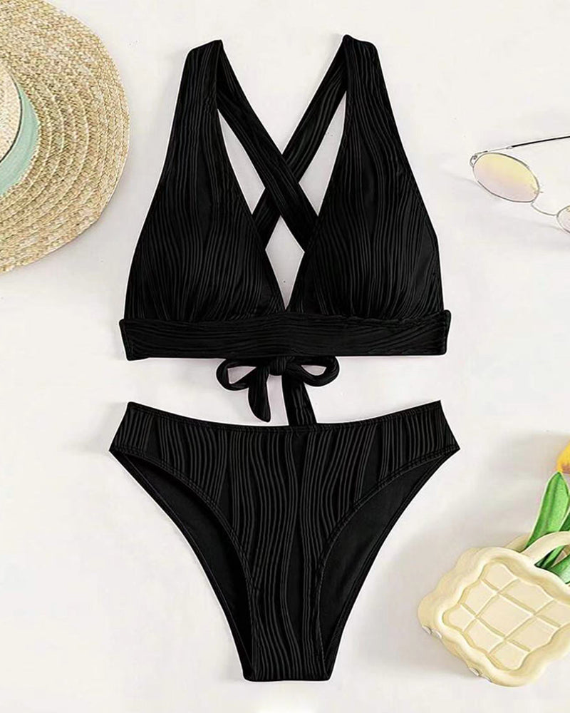 UMA | Stijlvolle effen kleur diepe V sexy bikini