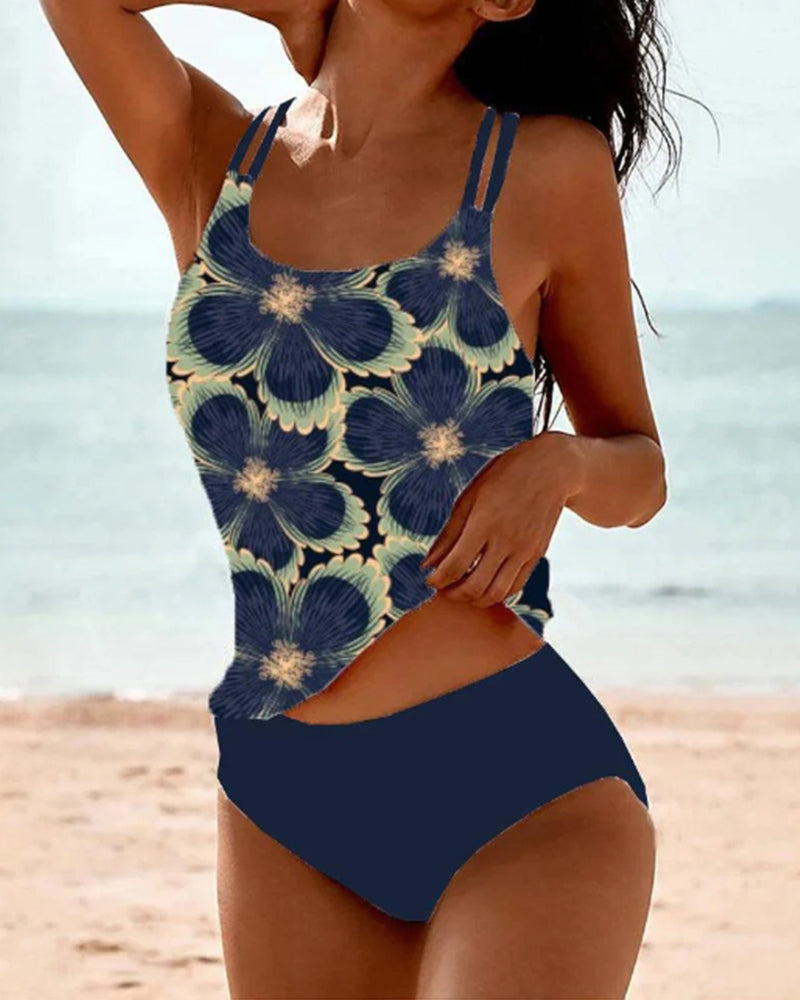 MARGAUX | Tankini met spaghettibandjes en bloemenprint