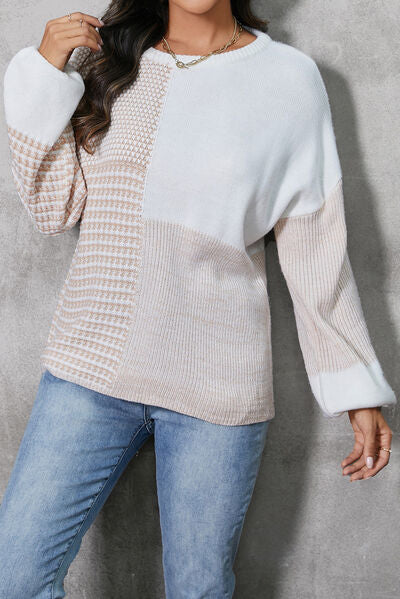 ALICE | Kleurblok Gebonden Schouder Sweater