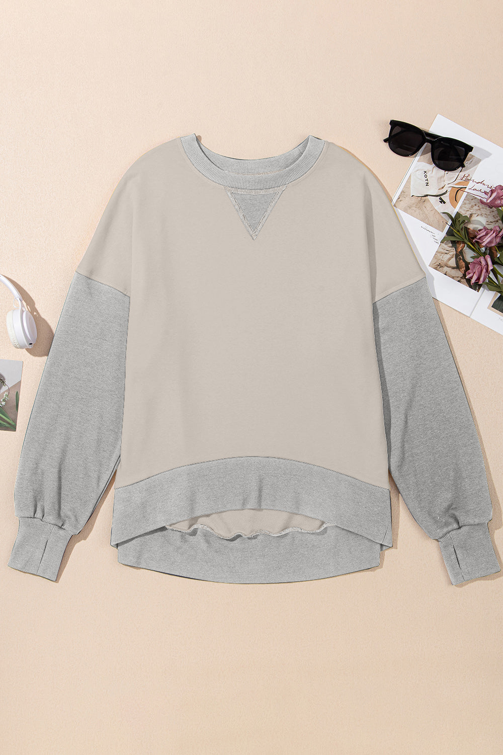 HARRIET | Contrast Ronde Hals Lang Sweatshirt