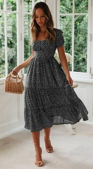 COSIMA | Polka Dot Retro Chic met Vintage Zomerpofmouwen